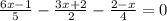 \frac{6x-1}{5}-\frac{3x+2}{2}-\frac{2-x}{4}=0