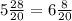 5 \frac{28}{20} = 6 \frac{8}{20}