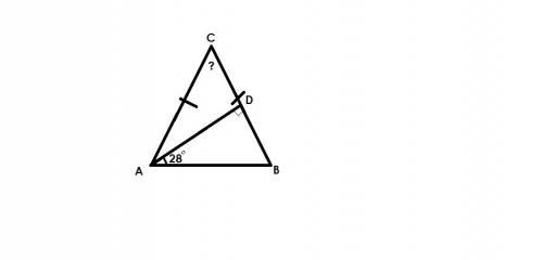 Втреугольнике авс ас=вс,аd — высота, угол bad равен 28°.найдите угол с .