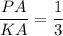 \dfrac{PA}{KA} =\dfrac{1}{3}