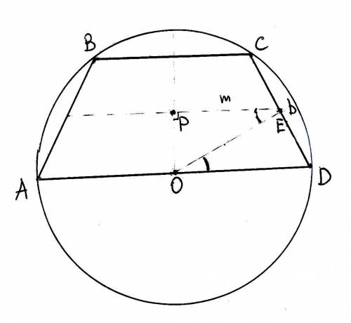Найдите радиус окружности, описанной около трапеции, если известно, что средняя линия трапеции равна