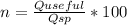 n= \frac{Quseful}{Qsp} *100