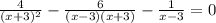 \frac{4}{(x+3)^2}-\frac{6}{(x-3)(x+3)}-\frac{1}{x-3}=0