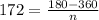 172=\frac{180-360}{n}