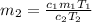 m_{2}=\frac{c_{1}m_{1}T_{1}}{c_{2}T_{2}}