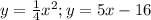 y= \frac{1}{4} x^2; y=5x-16