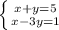 \left \{ {{x+y=5} \atop {x-3y=1}} \right