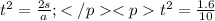 t^2=\frac{2s}{a}; </p&#10;<pt^2=\frac{1.6}{10}