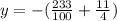 y=-(\frac{233}{100}+\frac{11}{4}) 