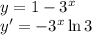 \\y=1-3^x\\ y'=-3^x \ln 3