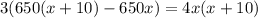 3(650(x+10)-650x)=4x(x+10)