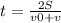 t=\frac{2S}{v0+v}