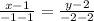 \frac{x-1}{-1-1}=\frac{y-2}{-2-2}