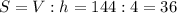 S=V:h=144:4=36 