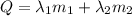 Q = \lambda_1 m_1 + \lambda_2 m_2