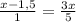 \frac{x-1,5}{1}=\frac{3x}{5}