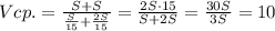 Vcp.=\frac{S+S}{\frac{S}{15}+\frac{2S}{15}}=\frac{2S\cdot 15}{S+2S}=\frac{30S}{3S}=10