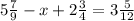 5\frac{7}{9}-x+2\frac{3}{4}=3\frac{5}{12}