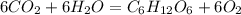 6CO_2+6H_2O=C_6H_{12}O_6+6O_2