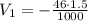 V_{1}=-\frac{46\cdot 1.5}{1000}