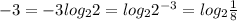 -3=-3 log_2 2=log_2 2^{-3}=log_2 \frac{1}{8}