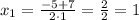 x_{1}=\frac{-5+7}{2\cdot1}=\frac{2}{2}=1