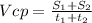 Vcp=\frac{S_1+S_2}{t_1+t_2}