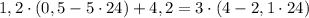 1,2\cdot(0,5-5\cdot24)+4,2=3\cdot(4-2,1\cdot24)