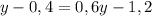 y-0,4=0,6y-1,2