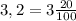 3,2=3\frac{20}{100}