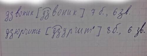 Зробити звуко-буквенний аналiз слiв: дзвоник, дзюрчить