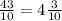 \frac{43}{10}=4\frac{3}{10}