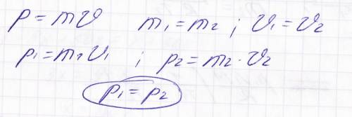 Два шара одинаковой массы движутся друг навстречу другу с одинаковой по модулю скоростями! равны ли 