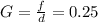 G=\frac{f}{d}=0.25