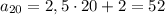 a_{20}=2,5\cdot20+2=52