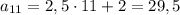 a_{11}=2,5\cdot11+2=29,5