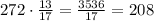 272\cdot\frac{13}{17}=\frac{3536}{17}=208