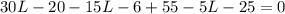 30L-20-15L-6+55-5L-25=0