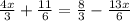 \frac{4x}{3}+\frac{11}{6}=\frac{8}{3}-\frac{13x}{6}