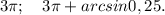 3\pi;\ \ \ 3\pi+arcsin0,25.