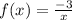 f(x)=\frac{-3}{x}