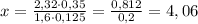 x=\frac{2,32\cdot0,35}{1,6\cdot0,125}=\frac{0,812}{0,2}=4,06