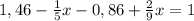 1,46-\frac{1}{5}x-0,86+\frac{2}{9}x=1