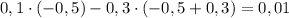 0,1\cdot(-0,5)-0,3\cdot(-0,5+0,3)=0,01