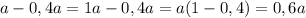 a-0,4a=1a-0,4a=a(1-0,4)=0,6a