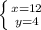 \left \{ {{x=12} \atop {y=4}} \right.