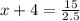 x+4 = \frac{15}{2.5} 