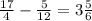 \frac{17}{4}-\frac{5}{12}=3\frac{5}{6}