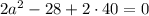 2a^{2}-28\cdota+2\cdot40=0