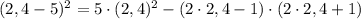 (2,4-5)^{2}=5\cdot(2,4)^{2}-(2\cdot2,4-1)\cdot(2\cdot2,4+1)